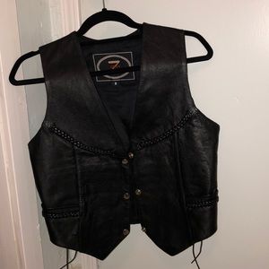 Black leather vest